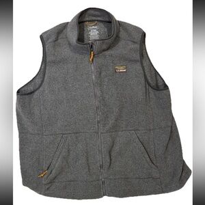 L.L. Bean Gray Fleece Vest with Gold Accents